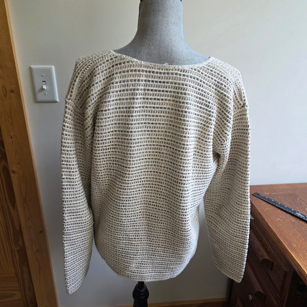 Vintage Cream Thick Basketweave Knit Button Cardigan Sweater Granola Capsule - Picture 2 of 6